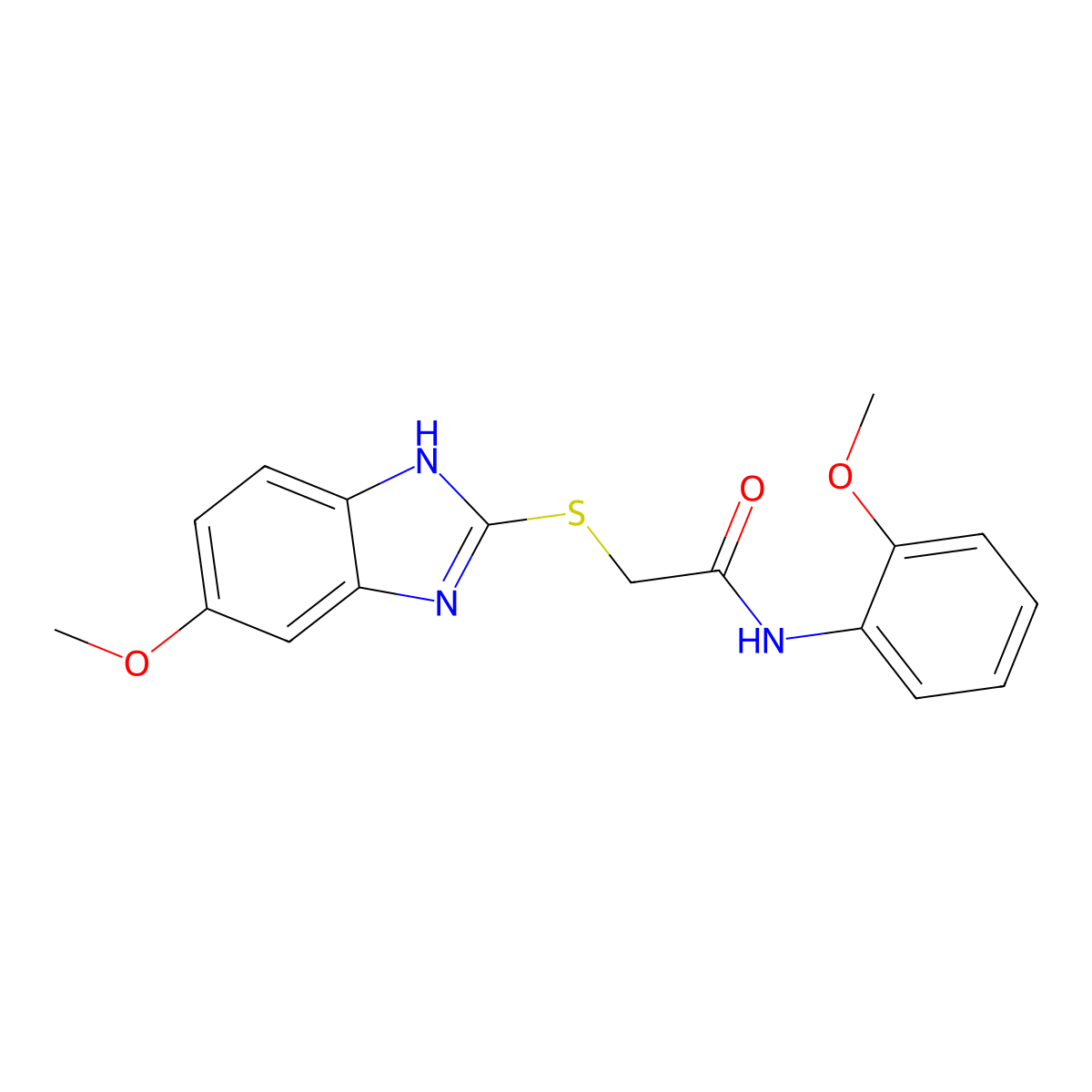 2-[(5-methoxy-1H-benzimidazol-2-yl)sulfanyl]-N-(2-methoxyphenyl)acetamide molecular structure, CAS 356587-81-0