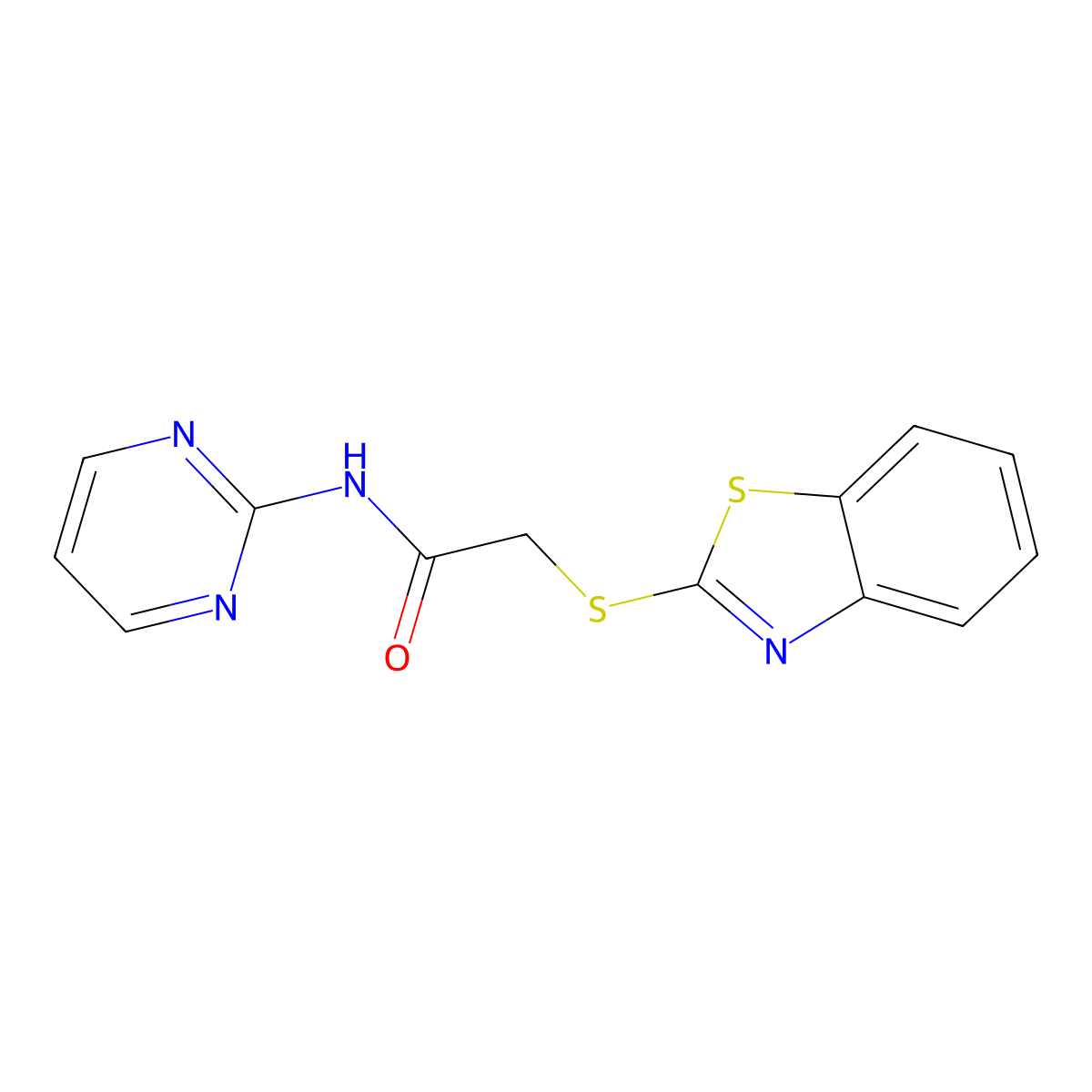 2-(1,3-benzothiazol-2-ylsulfanyl)-N-pyrimidin-2-ylacetamide molecular structure, CAS 356588-58-4