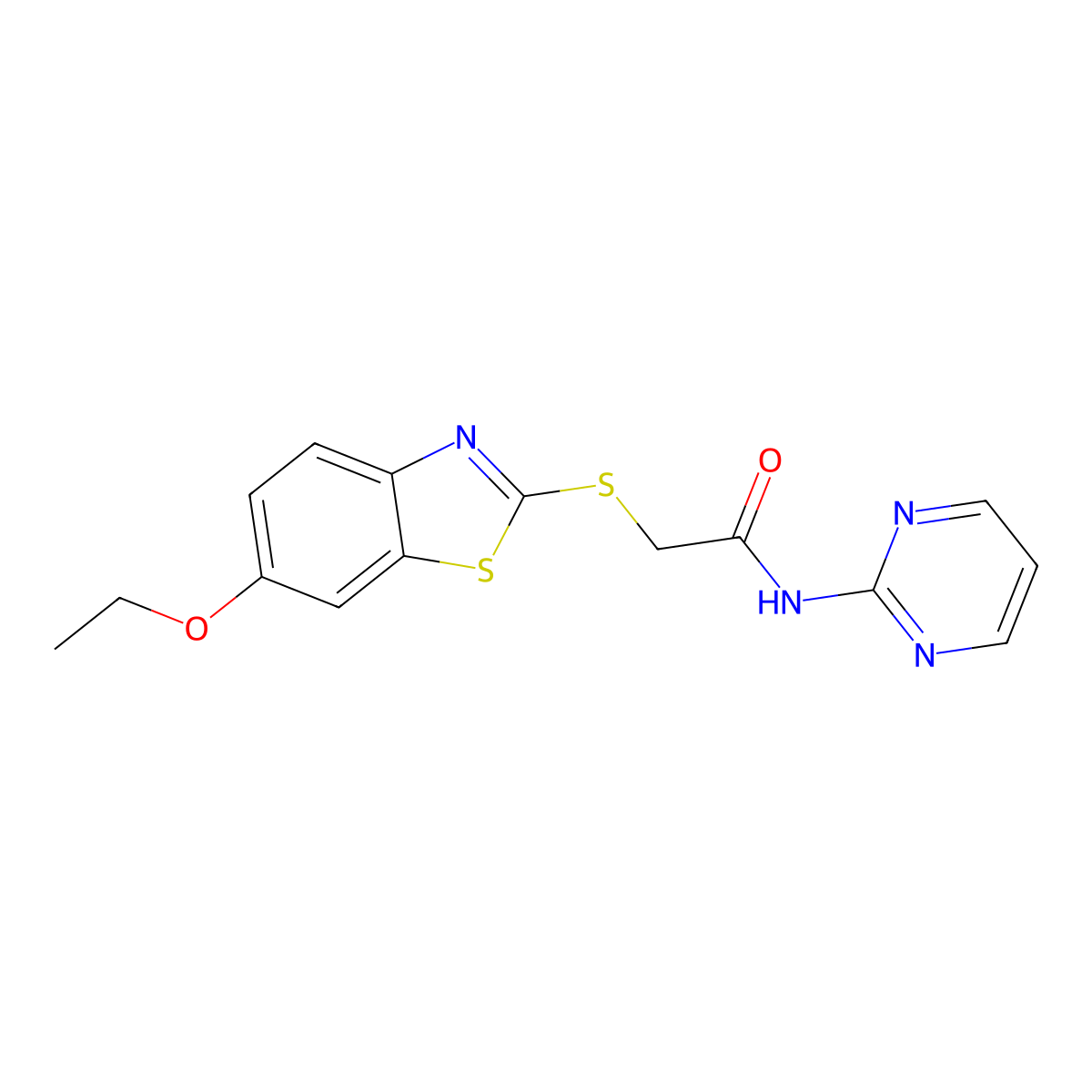 2-[(6-ethoxy-1,3-benzothiazol-2-yl)sulfanyl]-N-pyrimidin-2-ylacetamide molecular structure, CAS 356588-75-5