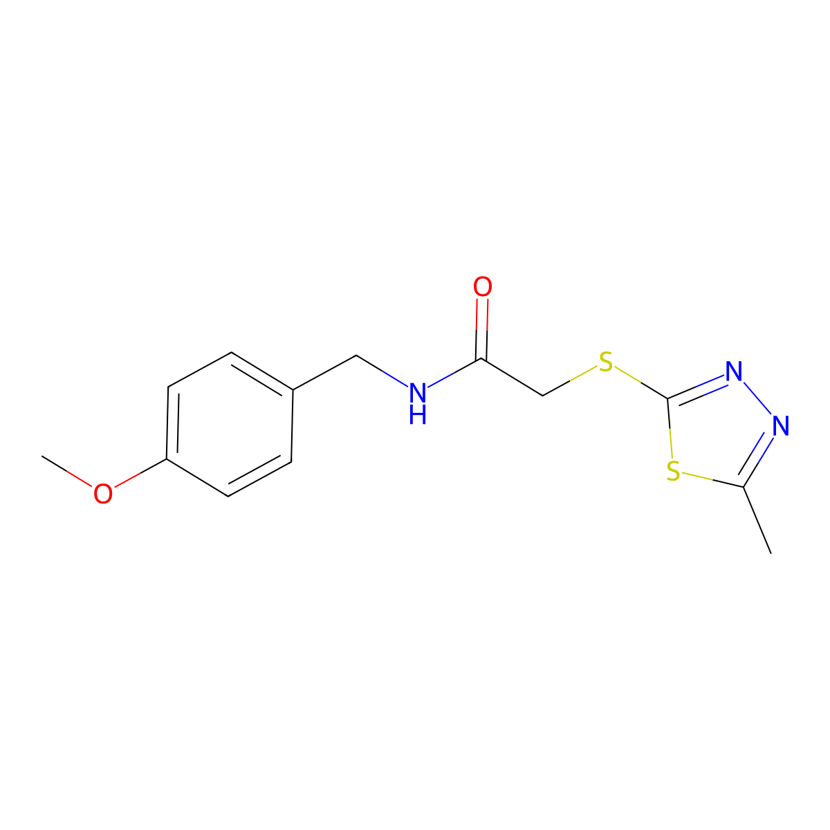 N-[(4-methoxyphenyl)methyl]-2-[(5-methyl-1,3,4-thiadiazol-2-yl)sulfanyl]acetamide molecular structure, CAS 356588-83-5