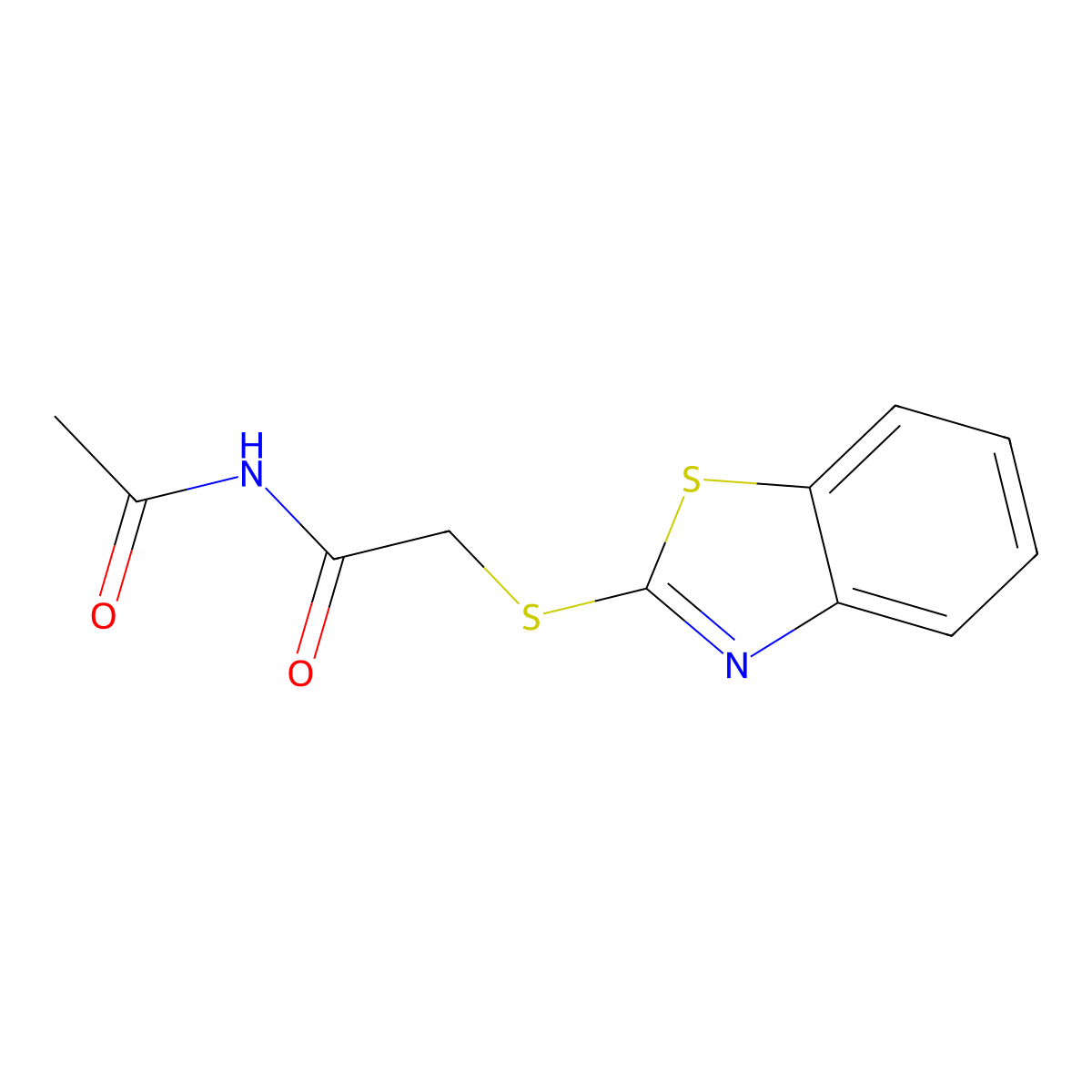 N-acetyl-2-(1,3-benzothiazol-2-ylsulfanyl)acetamide molecular structure, CAS 356588-86-8