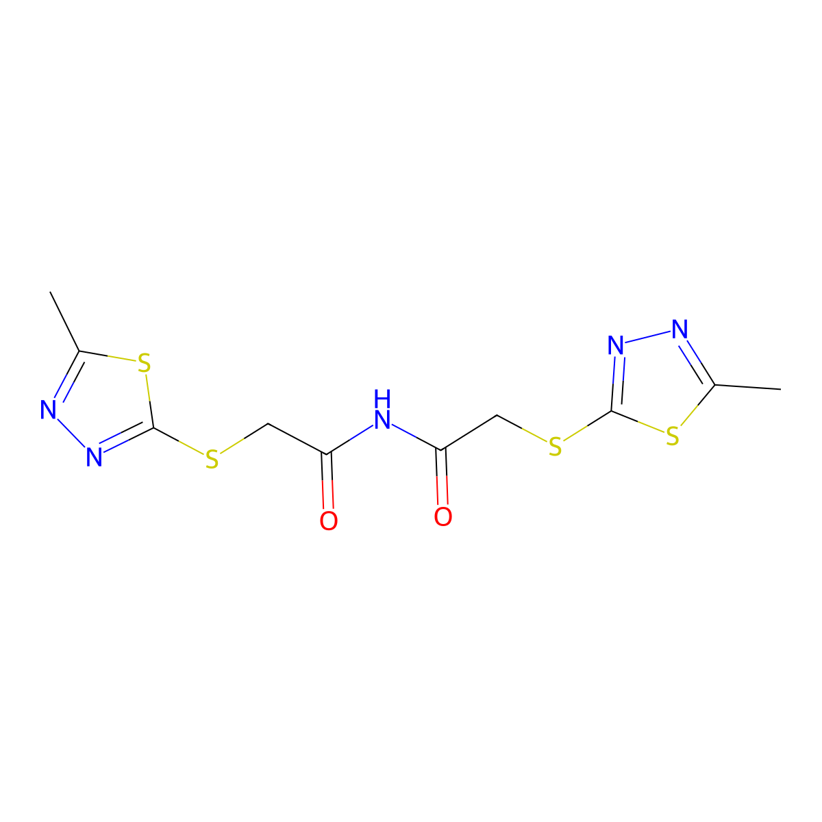 2-[(5-methyl-1,3,4-thiadiazol-2-yl)sulfanyl]-N-[2-[(5-methyl-1,3,4-thiadiazol-2-yl)sulfanyl]acetyl]acetamide molecular structure, CAS 356589-04-3