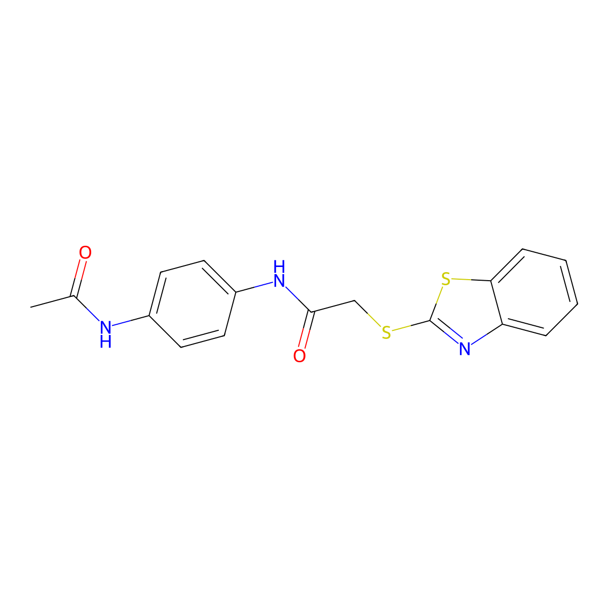 N-(4-acetamidophenyl)-2-(1,3-benzothiazol-2-ylsulfanyl)acetamide molecular structure, CAS 356589-24-7
