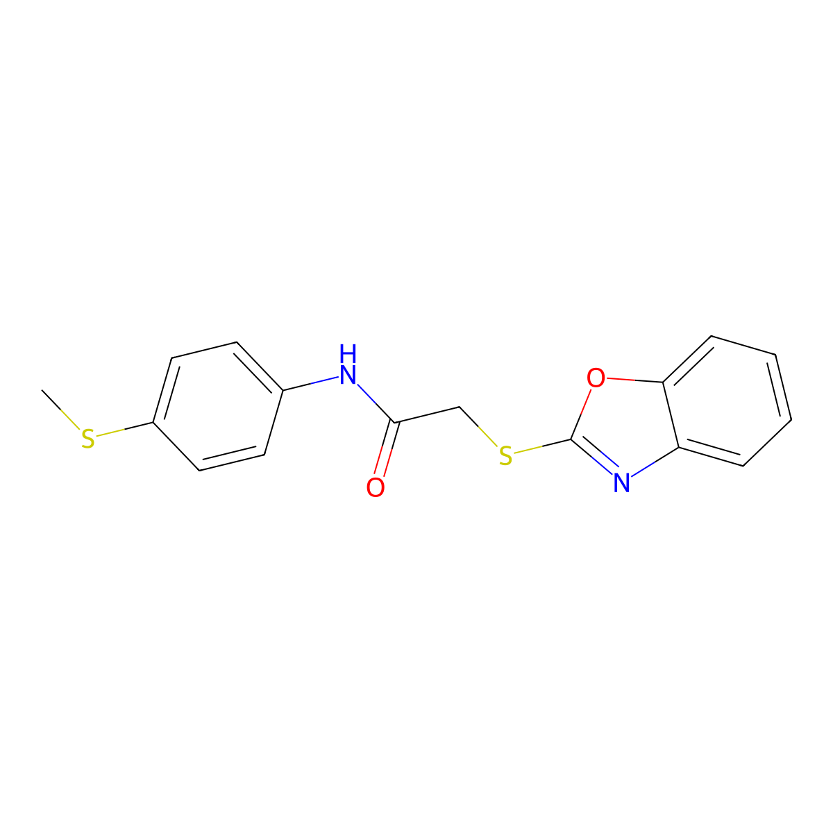 2-(1,3-benzoxazol-2-ylsulfanyl)-N-(4-methylsulfanylphenyl)acetamide molecular structure, CAS 356589-32-7