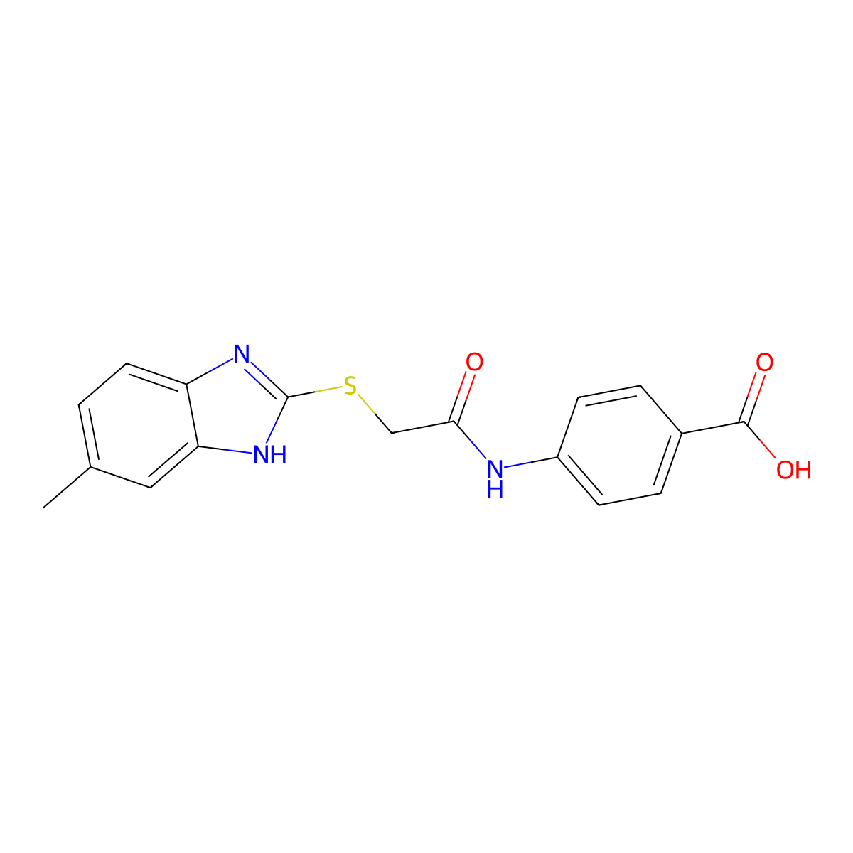4-({[(6-methyl-1H-benzimidazol-2-yl)sulfanyl]acetyl}amino)benzoic acid molecular structure, CAS 356589-48-5