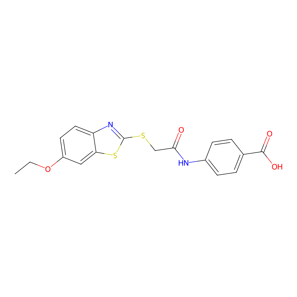 4-[[2-[(6-Ethoxy-1,3-benzothiazol-2-yl)sulfanyl]acetyl]amino]benzoic acid molecular structure, CAS 356589-49-6