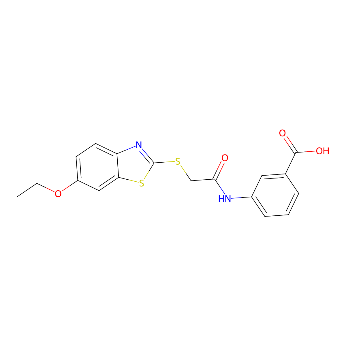 3-[[2-[(6-Ethoxy-1,3-benzothiazol-2-yl)sulfanyl]acetyl]amino]benzoic acid molecular structure, CAS 356589-50-9