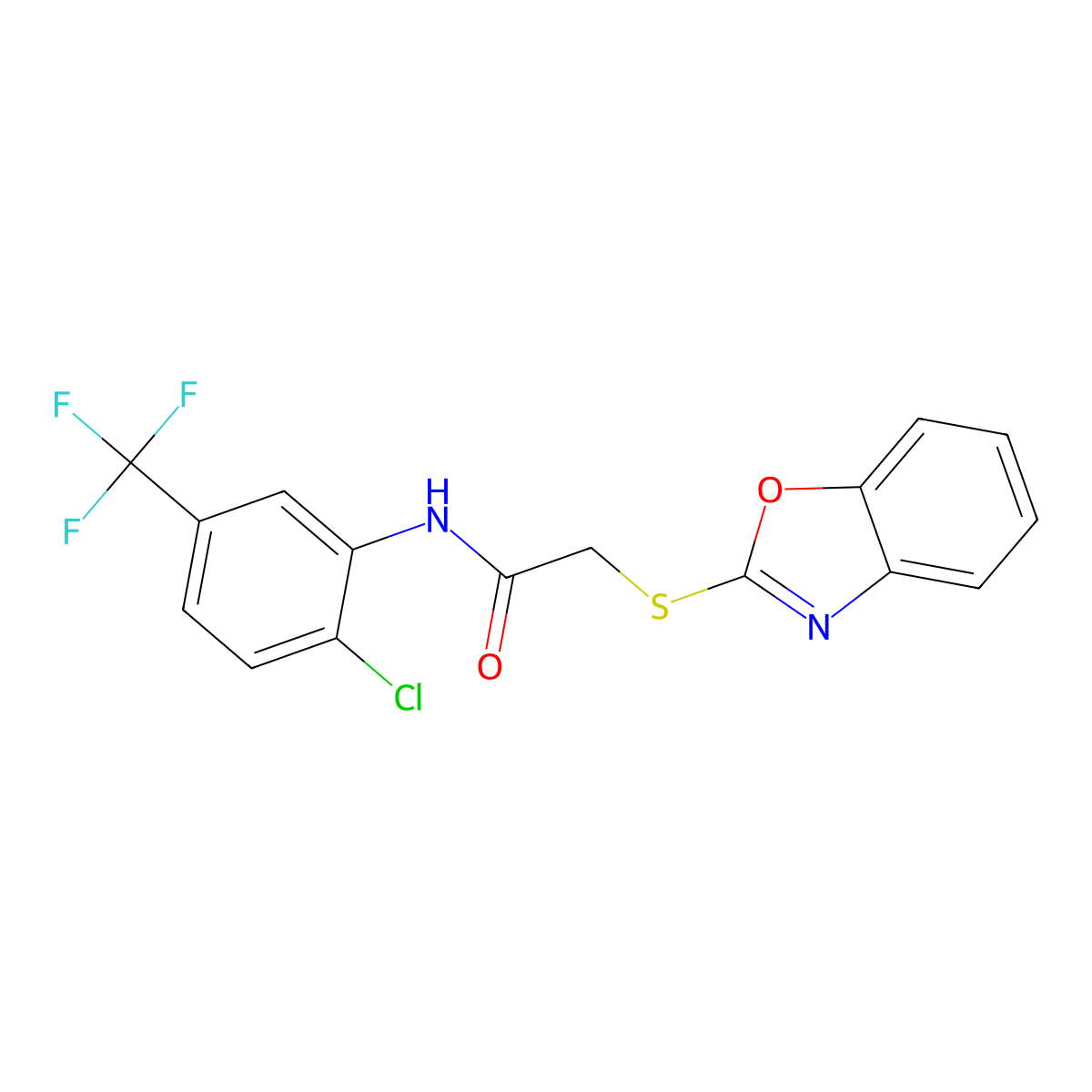 2-(1,3-benzoxazol-2-ylsulfanyl)-N-[2-chloro-5-(trifluoromethyl)phenyl]acetamide molecular structure, CAS 356589-56-5