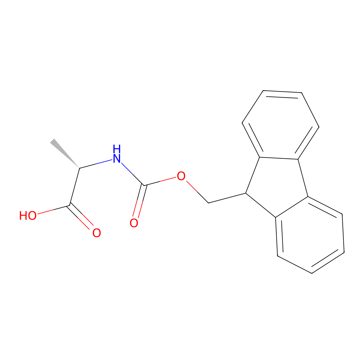 N-((9H-Fluoren-9-ylmethoxy)carbonyl)-L-alanine molecular structure, CAS 35661-39-3