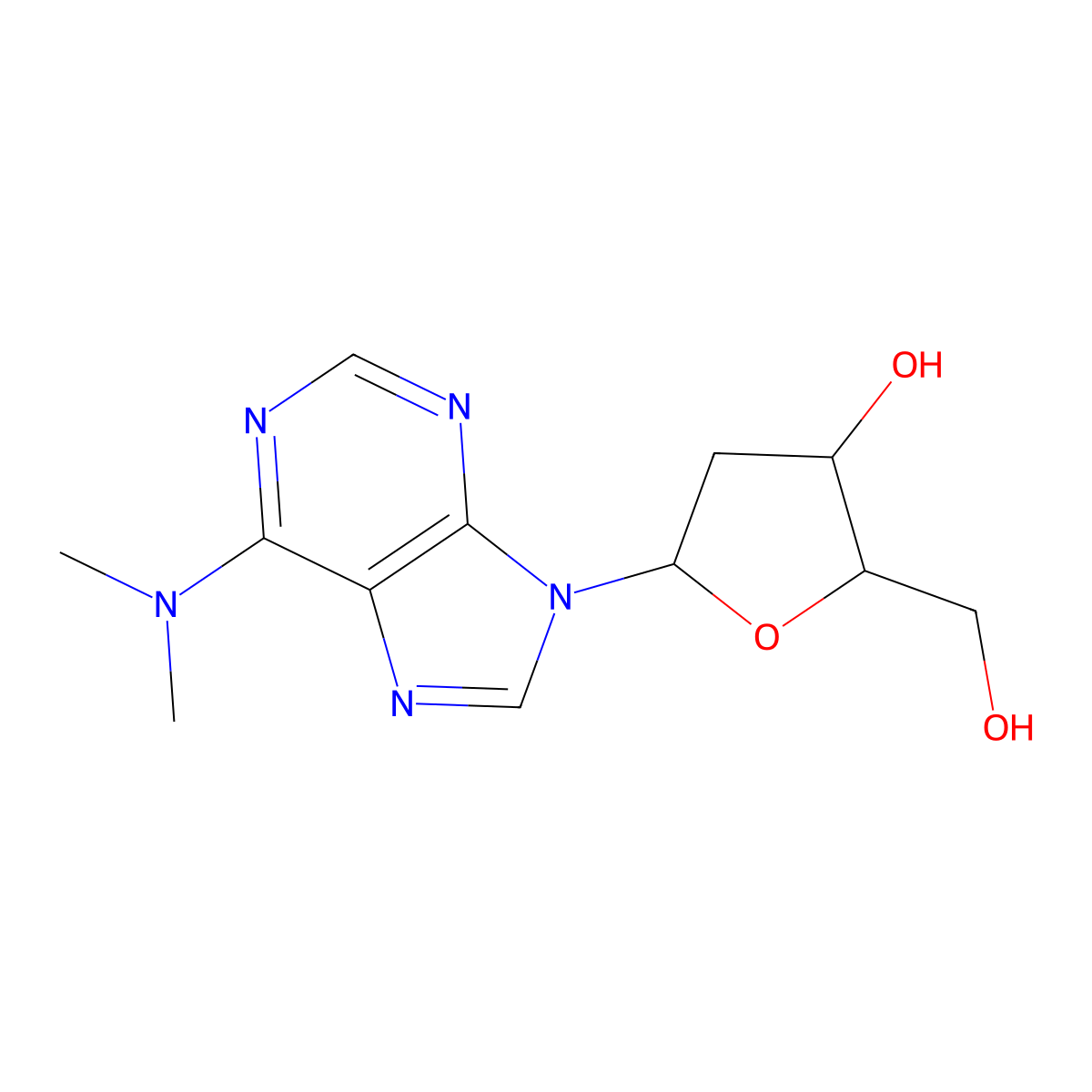 9-(2-Deoxypentofuranosyl)-N,N-dimethyl-9H-purin-6-amine molecular structure, CAS 35665-58-8