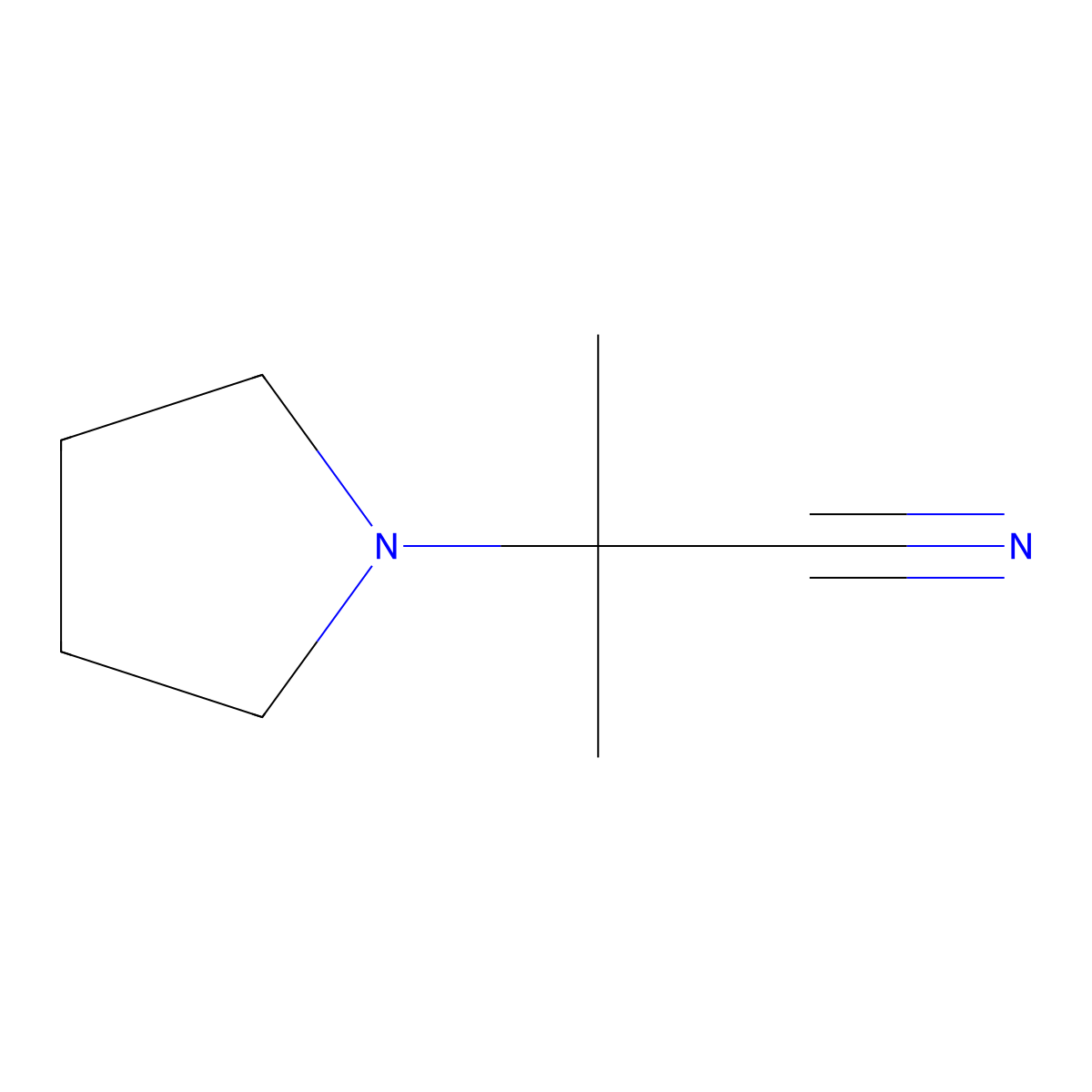 2-Methyl-2-(pyrrolidin-1-yl)propanenitrile molecular structure, CAS 35666-79-6