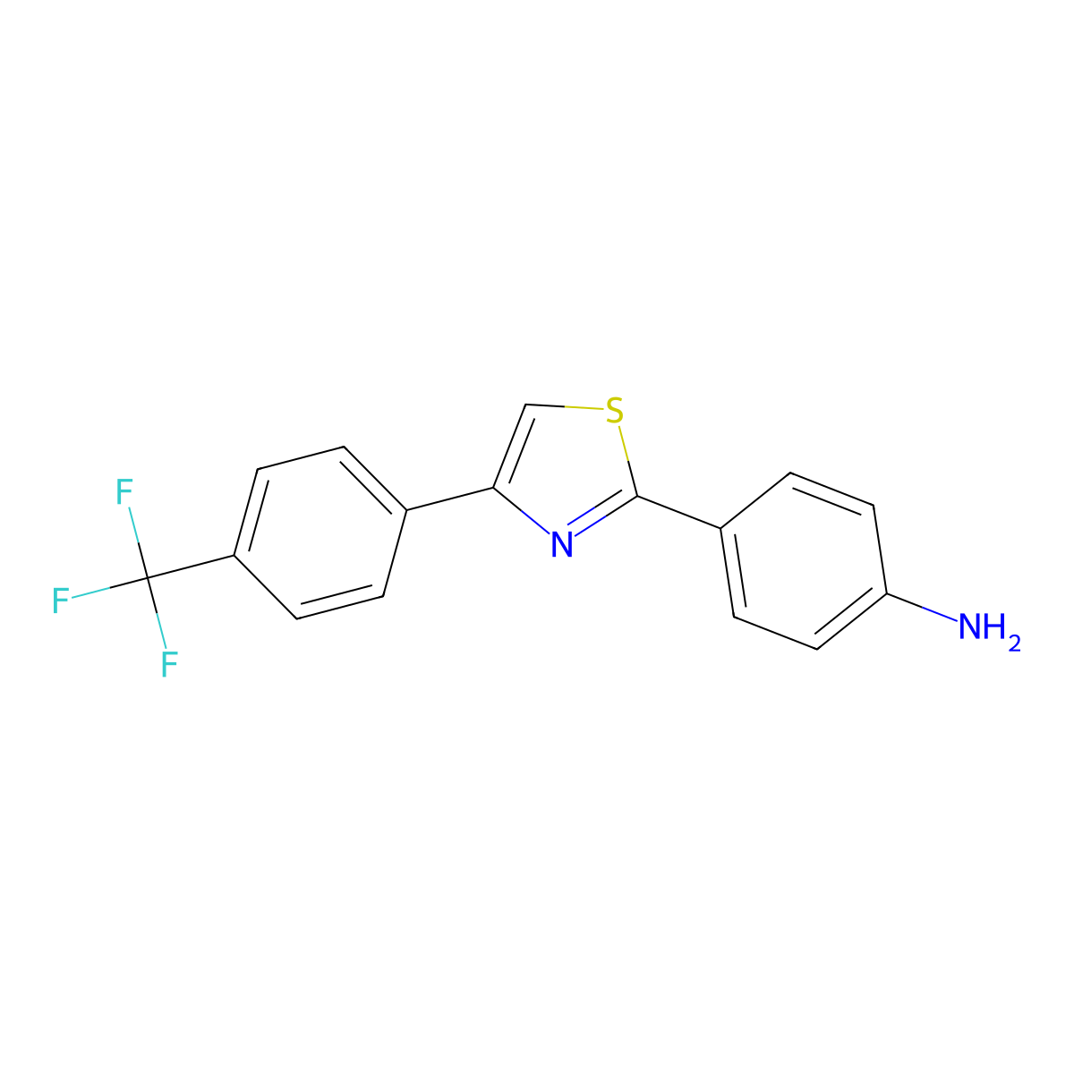 4-(4-(4-(Trifluoromethyl)phenyl)thiazol-2-yl)benzenamine molecular structure, CAS 35666-81-0