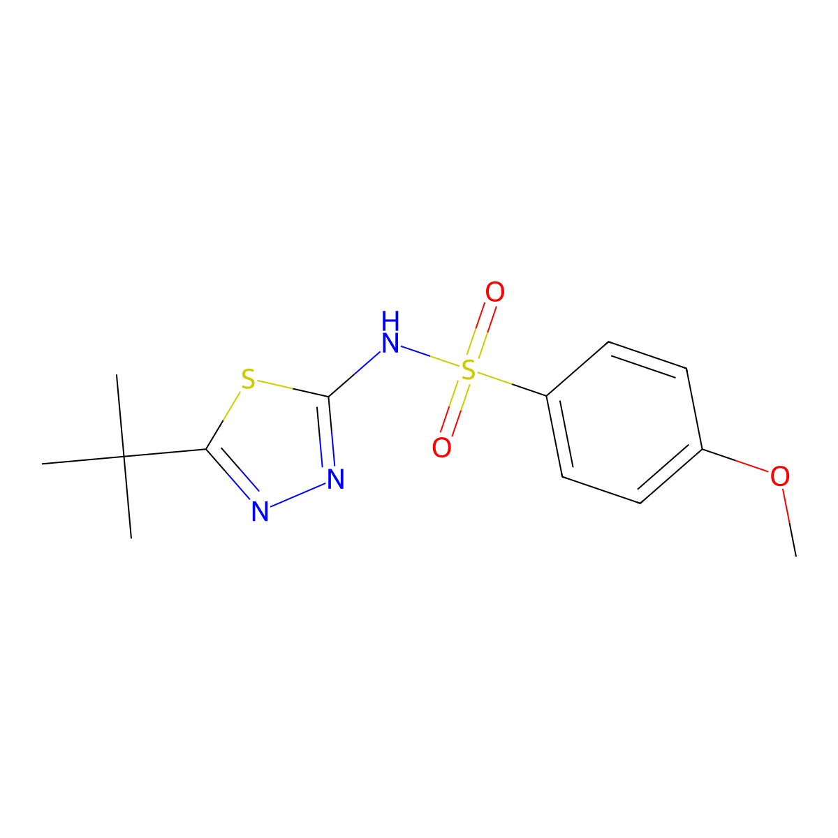 Benzenesulfonamide, N-(5-tert-butyl-1,3,4-thiadiazol-2-yl)-p-methoxy- molecular structure, CAS 3567-26-8