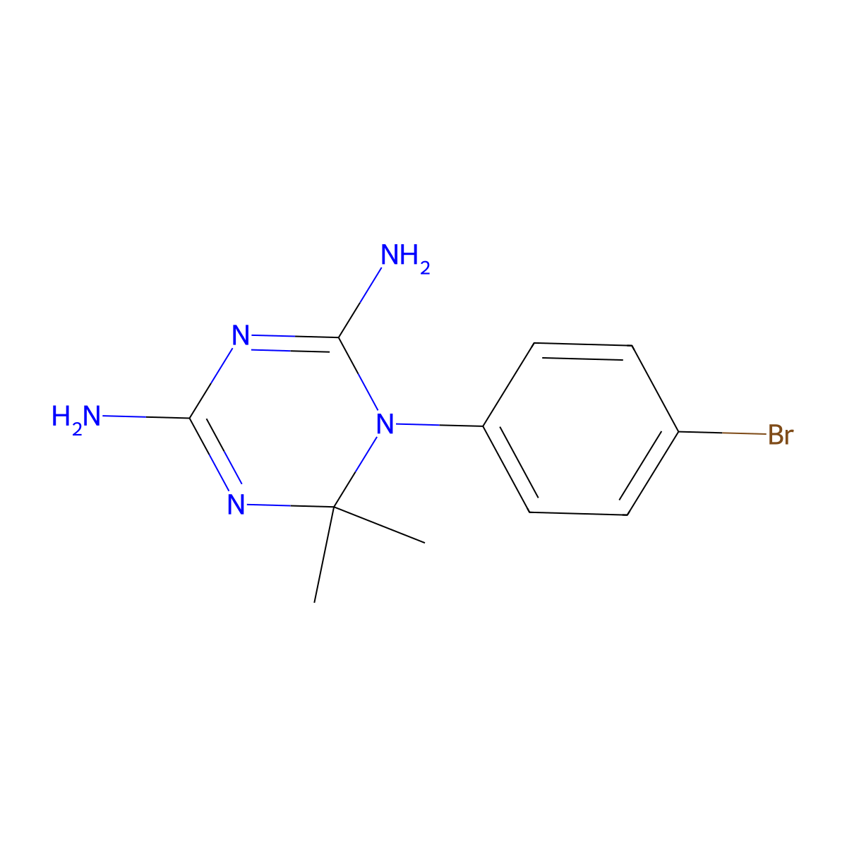 1-(4-Bromo-phenyl)-6,6-dimethyl-1,6-dihydro-[1,3,5]triazine-2,4-diamine molecular structure, CAS 3567-84-8