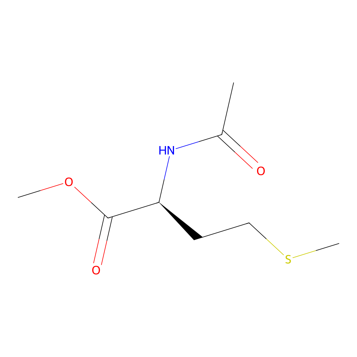 methyl (2S)-2-acetamido-4-(methylsulfanyl)butanoate molecular structure, CAS 35671-83-1