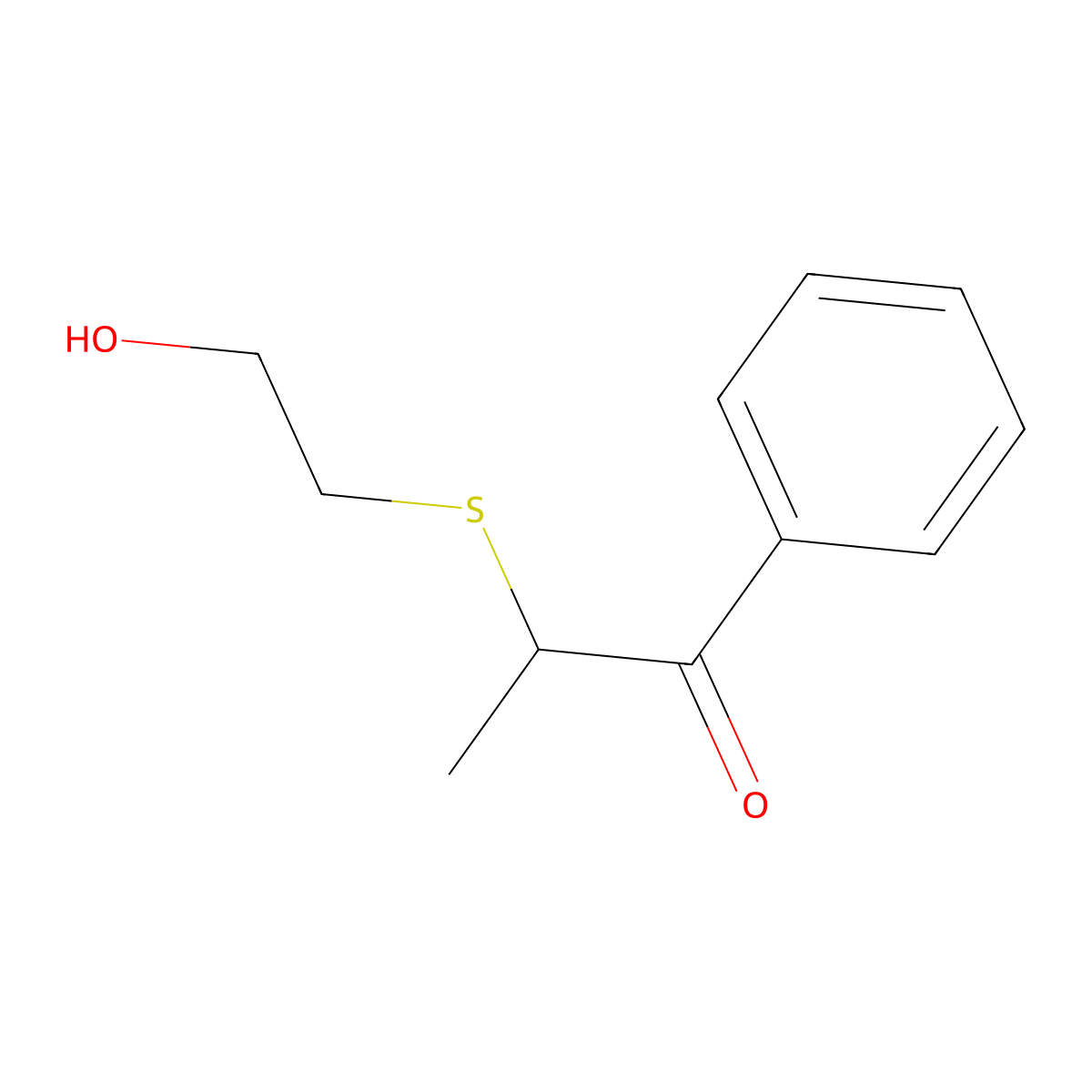 2-[(2-Hydroxyethyl)sulfanyl]-1-phenylpropan-1-one molecular structure, CAS 35676-50-7