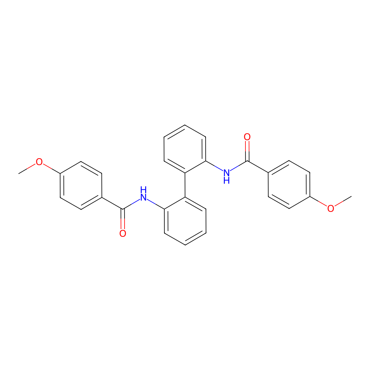 4-methoxy-N-[2-[2-[(4-methoxybenzoyl)amino]phenyl]phenyl]benzamide molecular structure, CAS 356762-72-6
