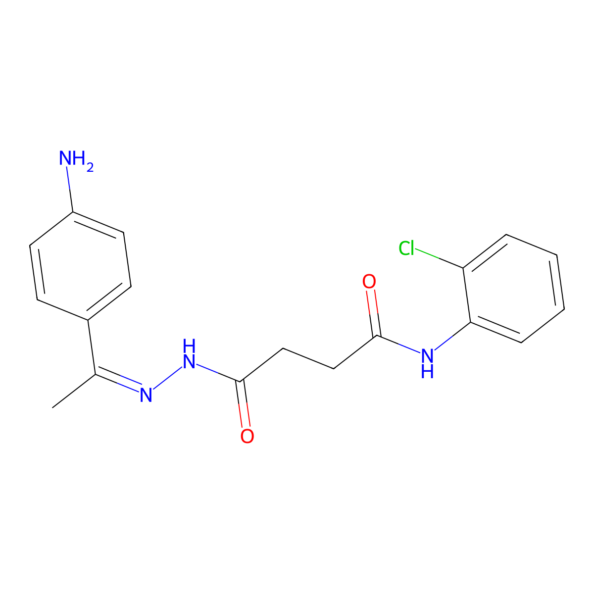4-{2-[(E)-1-(4-Aminophenyl)ethylidene]hydrazino}-N-(2-chlorophenyl)-4-oxobutanamide molecular structure, CAS 356768-62-2