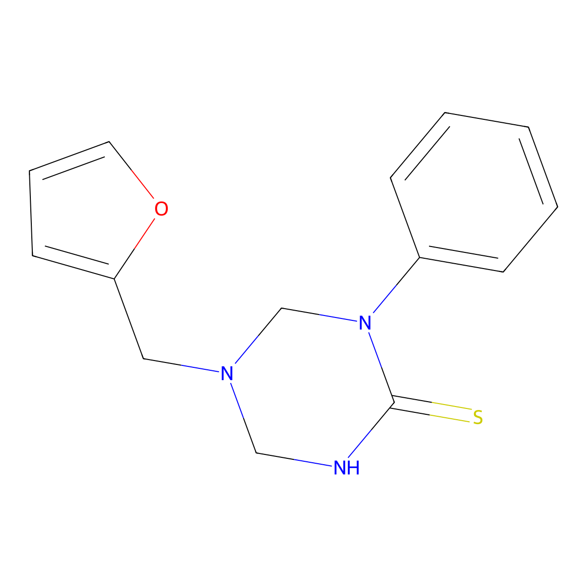 5-(2-Furanylmethyl)tetrahydro-1-phenyl-1,3,5-triazine-2(1H)-thione molecular structure, CAS 356773-43-8