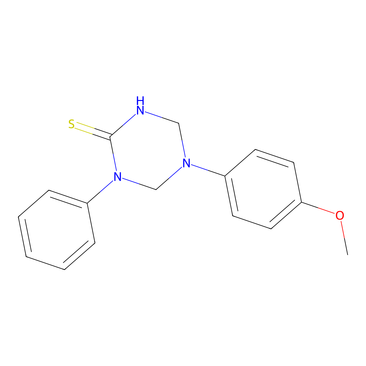 5-(4-Methoxyphenyl)-1-phenyl-1,3,5-triazinane-2-thione molecular structure, CAS 356773-44-9