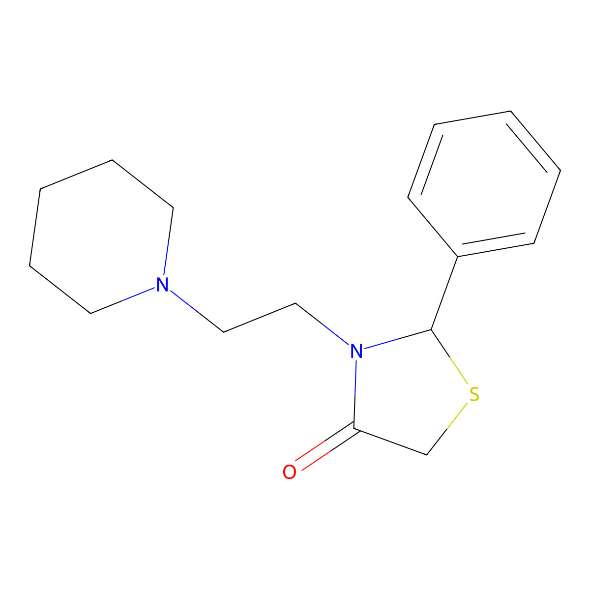 4-Thiazolidinone, 2-phenyl-3-[2-(1-piperidinyl)ethyl]- molecular structure, CAS 356773-60-9