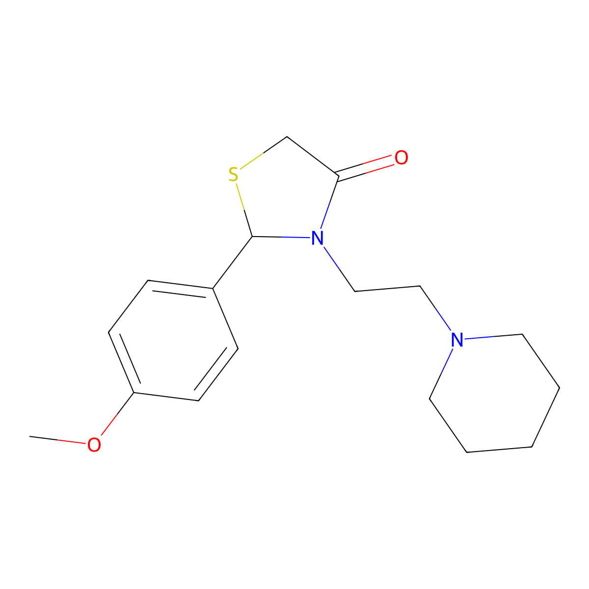 2-(4-Methoxyphenyl)-3-(2-piperidin-1-ylethyl)-1,3-thiazolidin-4-one molecular structure, CAS 356773-66-5