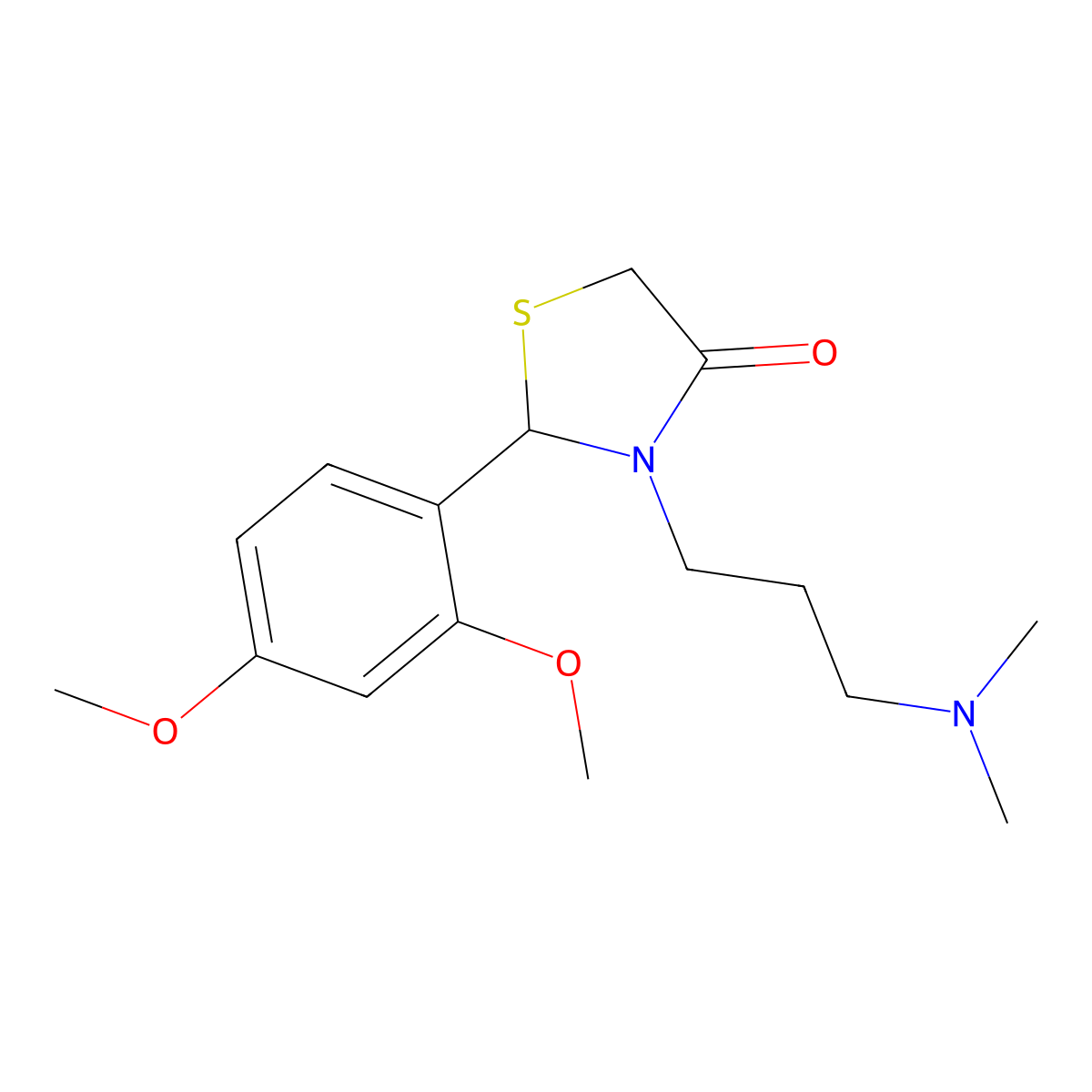 2-(2,4-Dimethoxyphenyl)-3-[3-(dimethylamino)propyl]-1,3-thiazolidin-4-one molecular structure, CAS 356773-67-6