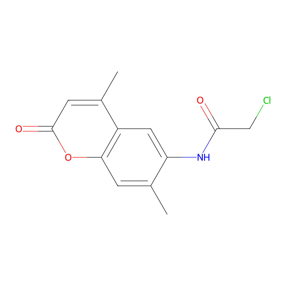 2-chloro-N-(4,7-dimethyl-2-oxo-1-benzopyran-6-yl)acetamide molecular structure, CAS 356774-33-9