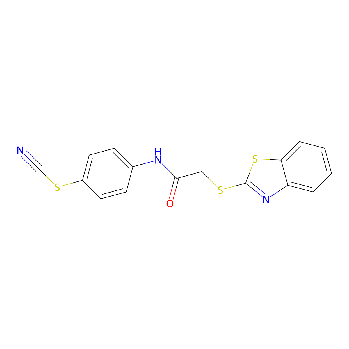 [4-[[2-(1,3-Benzothiazol-2-ylsulfanyl)acetyl]amino]phenyl] thiocyanate molecular structure, CAS 356775-77-4