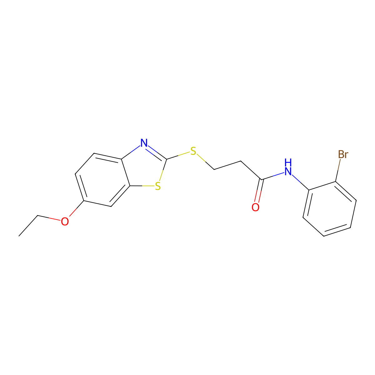 N-(2-bromophenyl)-3-[(6-ethoxy-1,3-benzothiazol-2-yl)sulfanyl]propanamide molecular structure, CAS 356776-07-3