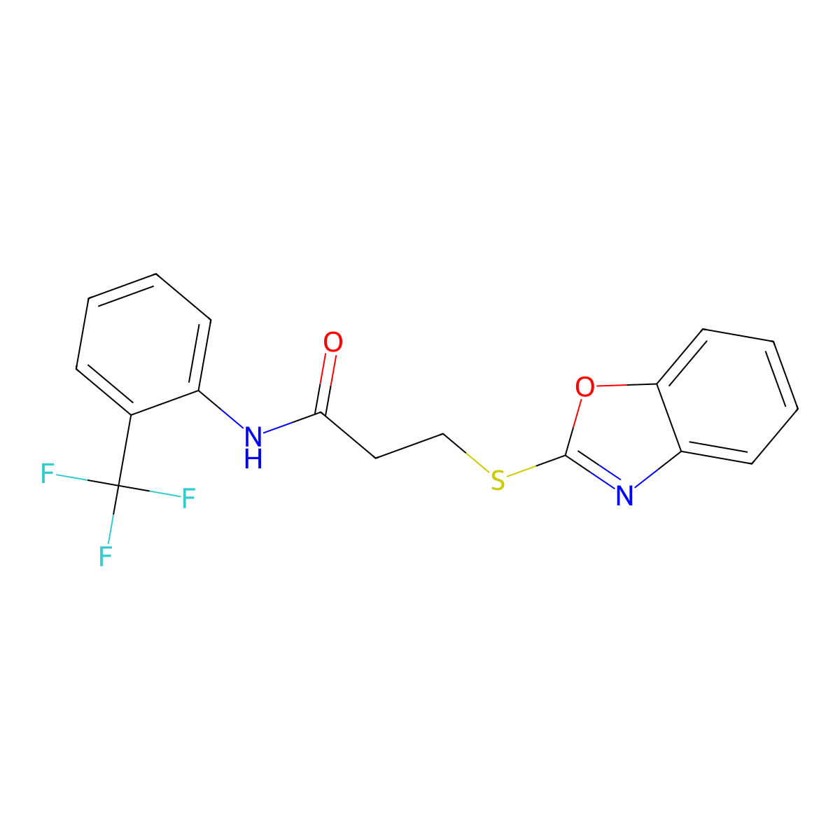 3-(1,3-benzoxazol-2-ylsulfanyl)-N-[2-(trifluoromethyl)phenyl]propanamide molecular structure, CAS 356776-13-1