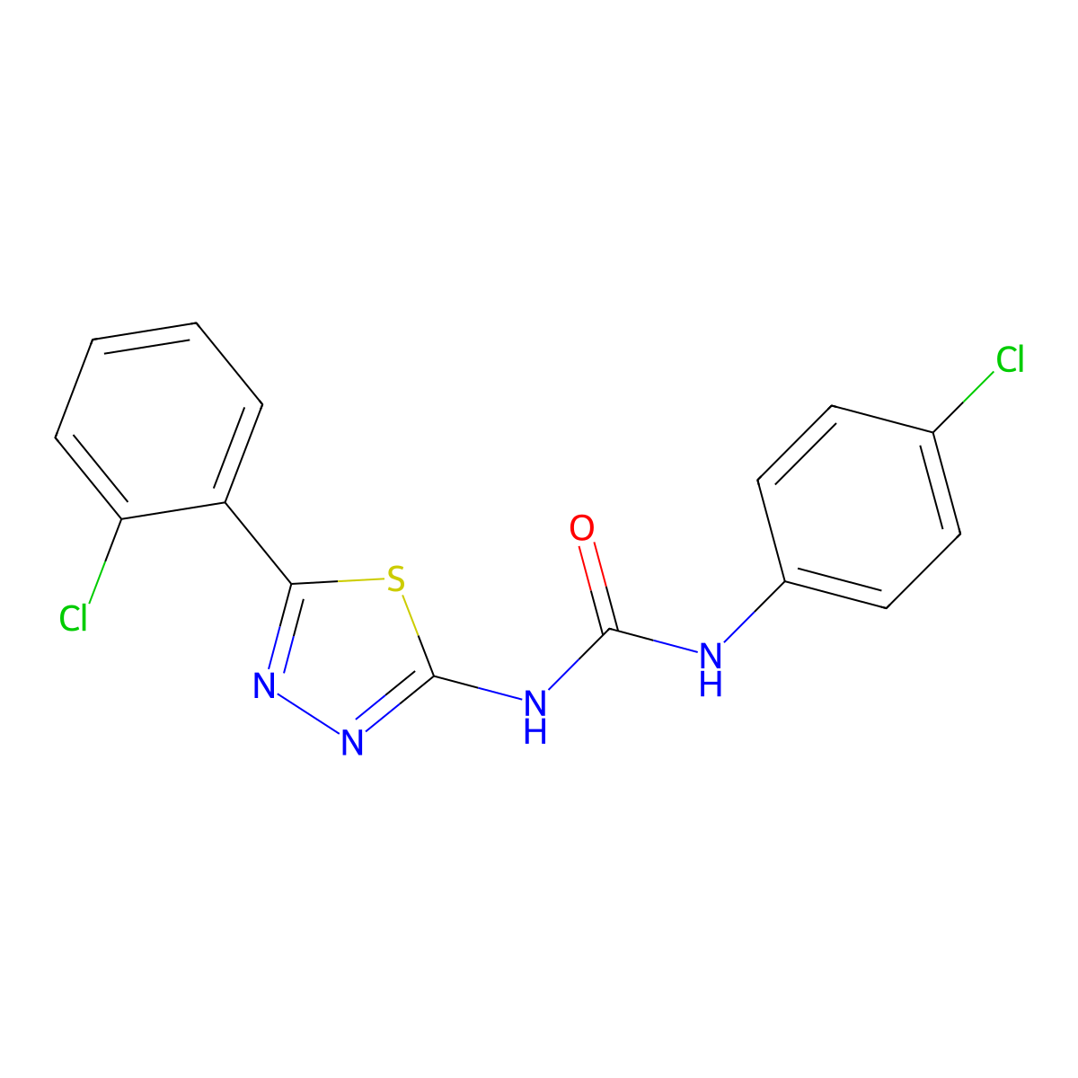 1-(4-Chlorophenyl)-3-[5-(2-chlorophenyl)-1,3,4-thiadiazol-2-yl]urea molecular structure, CAS 356780-07-9