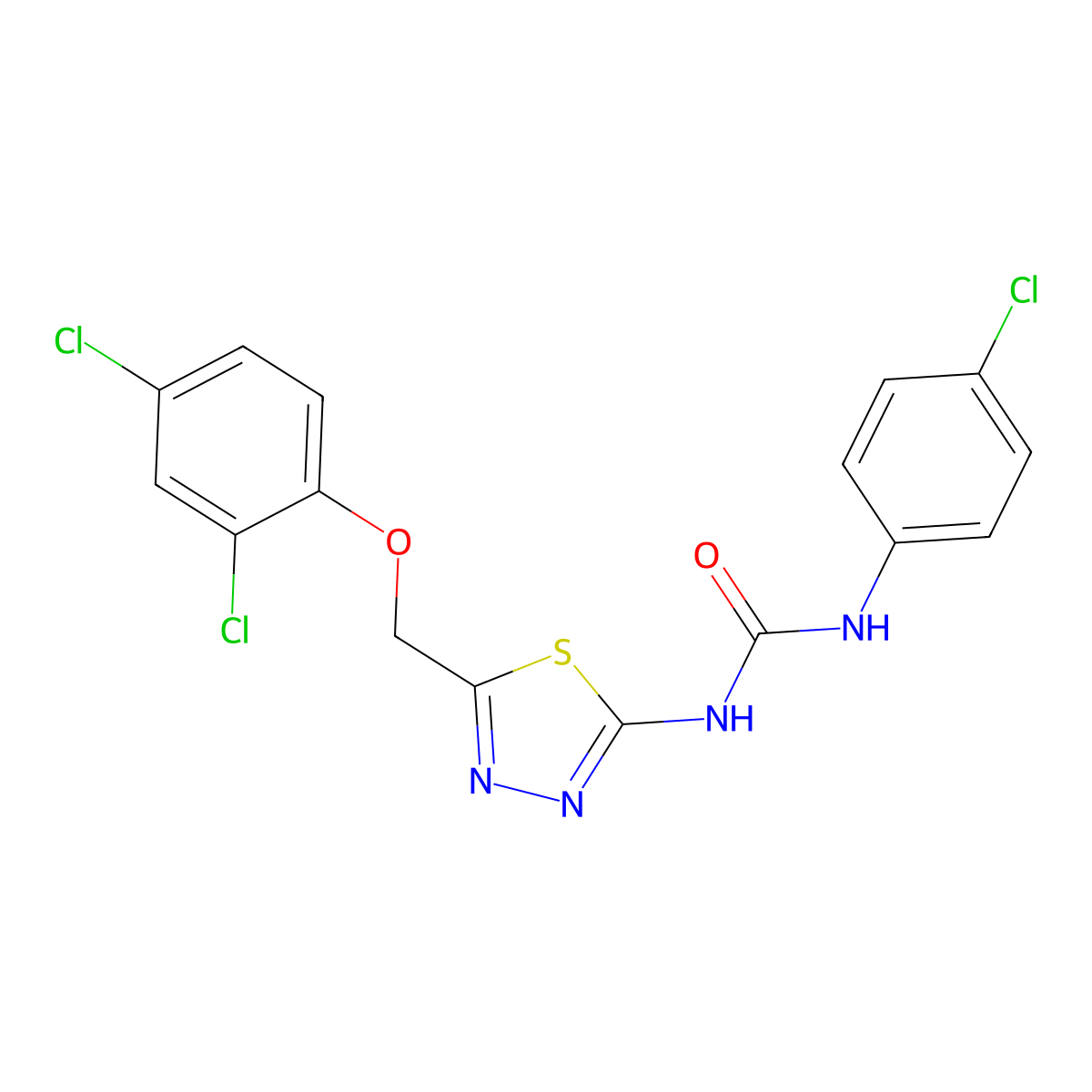 1-(4-Chlorophenyl)-3-[5-[(2,4-dichlorophenoxy)methyl]-1,3,4-thiadiazol-2-yl]urea molecular structure, CAS 356780-10-4