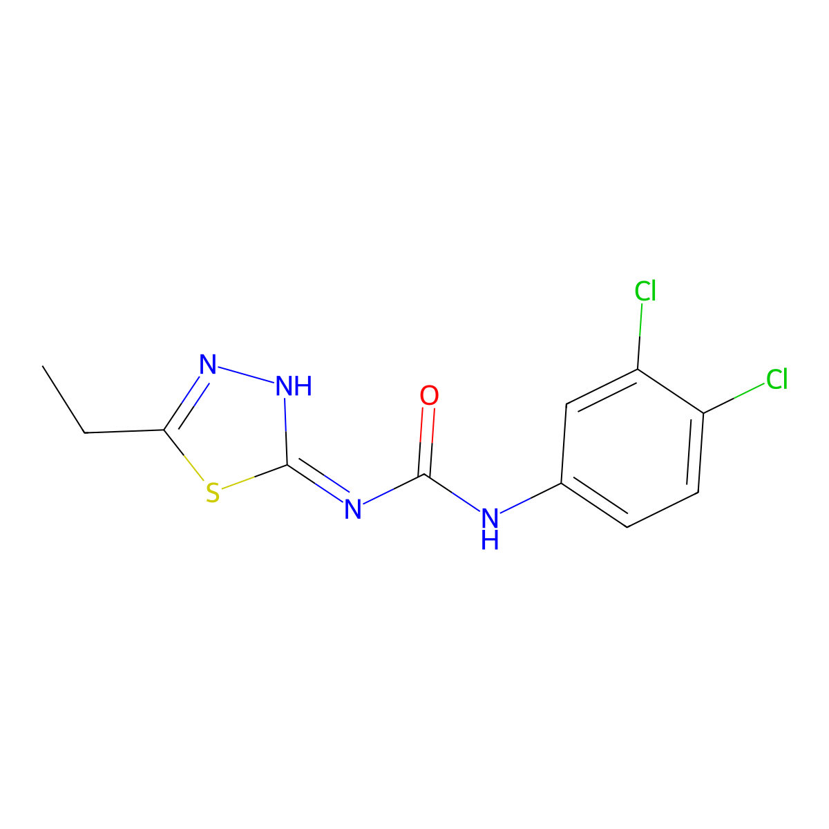 1-(3,4-dichlorophenyl)-3-[(2E)-5-ethyl-1,3,4-thiadiazol-2(3H)-ylidene]urea molecular structure, CAS 356780-11-5