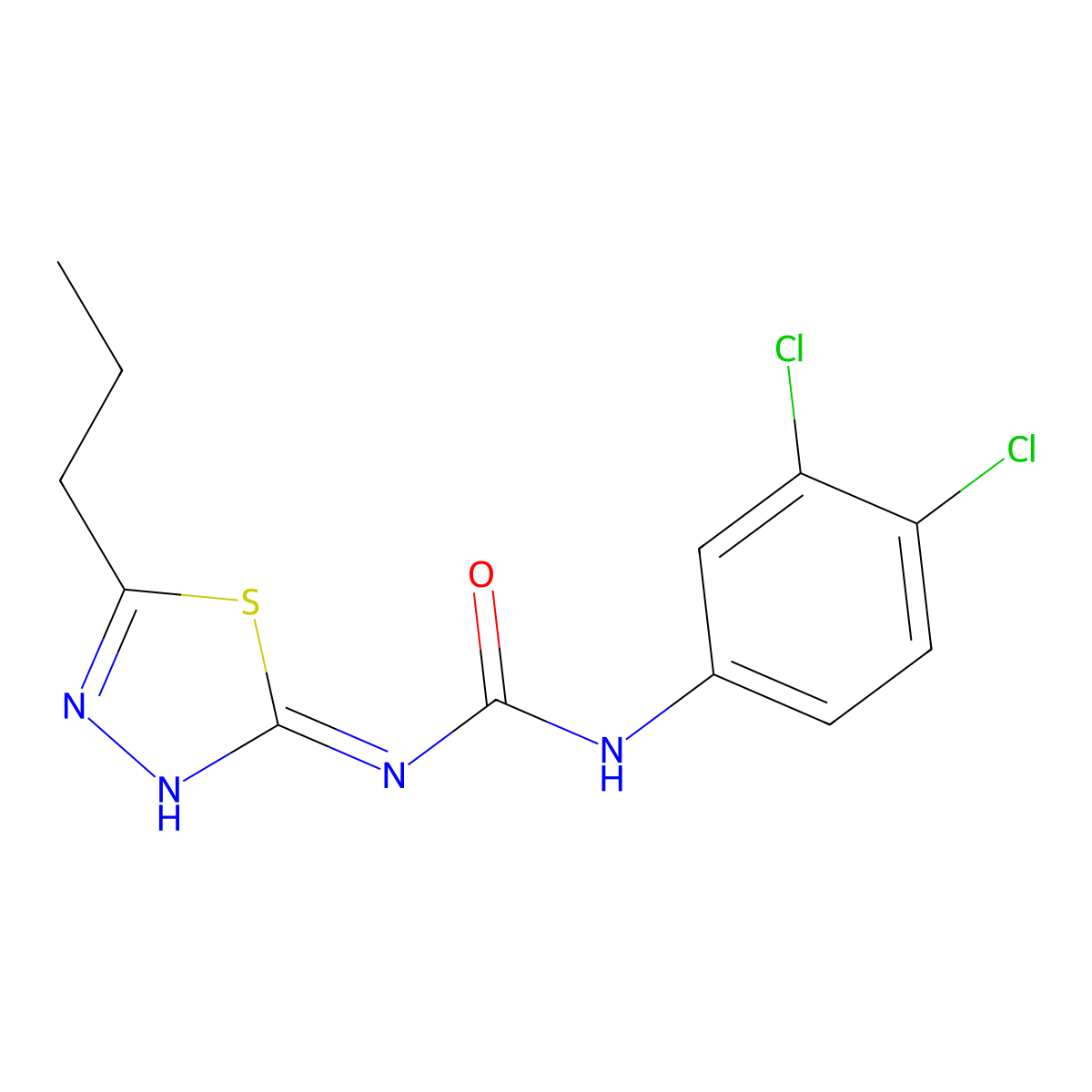 1-(3,4-Dichlorophenyl)-3-(5-propyl-1,3,4-thiadiazol-2-yl)urea molecular structure, CAS 356780-12-6