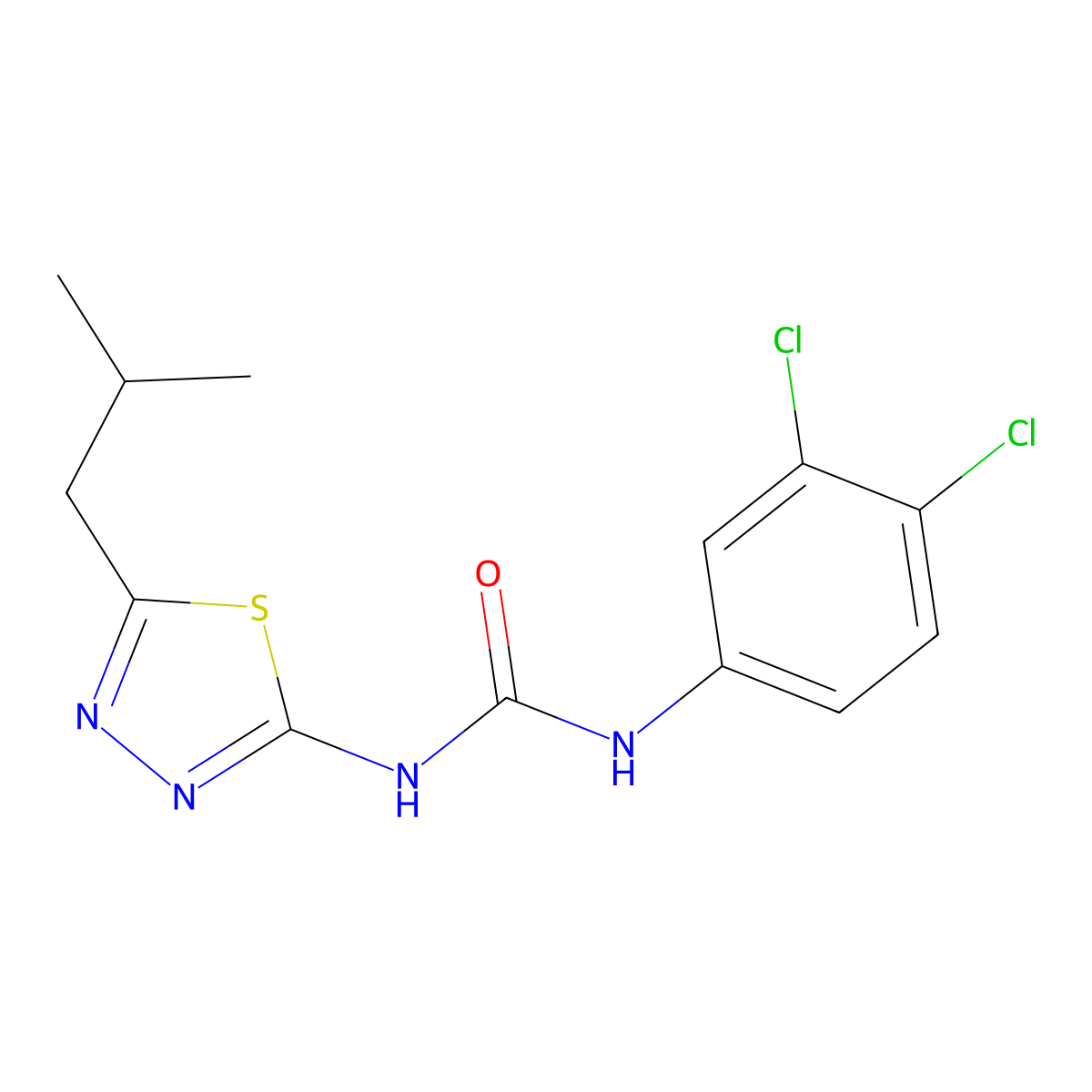 1-(3,4-Dichlorophenyl)-3-[5-(2-methylpropyl)-1,3,4-thiadiazol-2-yl]urea molecular structure, CAS 356780-14-8