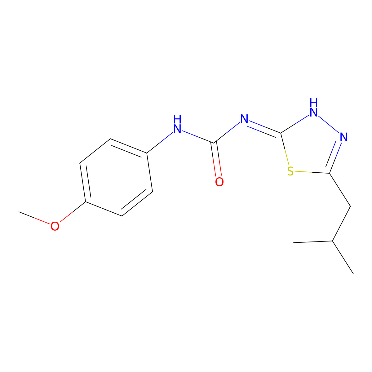 1-(4-Methoxyphenyl)-3-[5-(2-methylpropyl)-1,3,4-thiadiazol-2-yl]urea molecular structure, CAS 356780-24-0