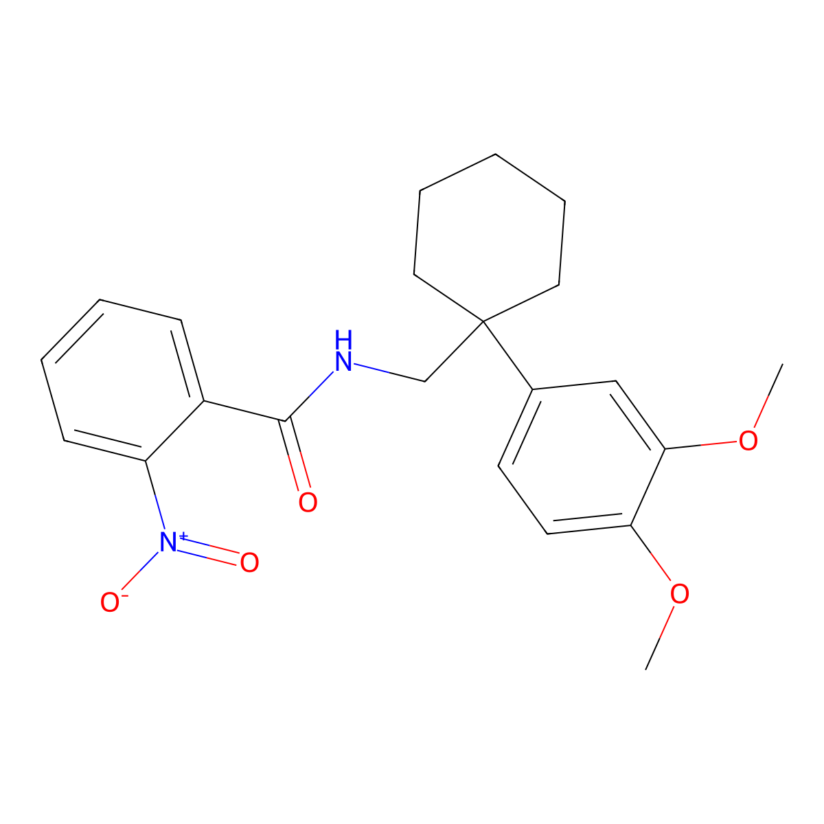 N-[[1-(3,4-dimethoxyphenyl)cyclohexyl]methyl]-2-nitrobenzamide molecular structure, CAS 356781-94-7