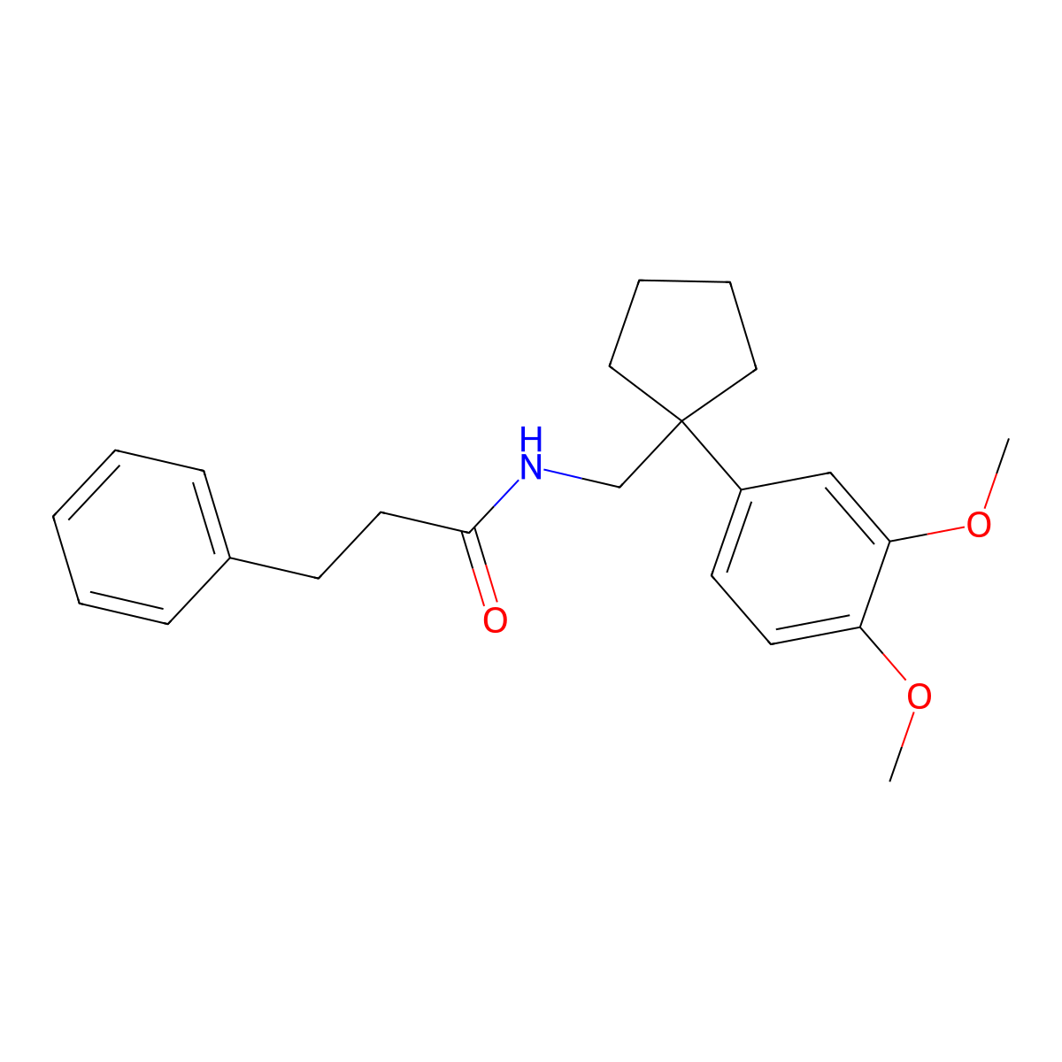 N-[[1-(3,4-dimethoxyphenyl)cyclopentyl]methyl]-3-phenylpropanamide molecular structure, CAS 356782-19-9