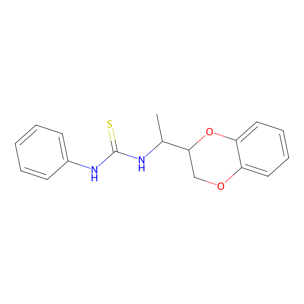 1-[1-(2,3-Dihydro-1,4-benzodioxin-3-yl)ethyl]-3-phenylthiourea molecular structure, CAS 356782-26-8
