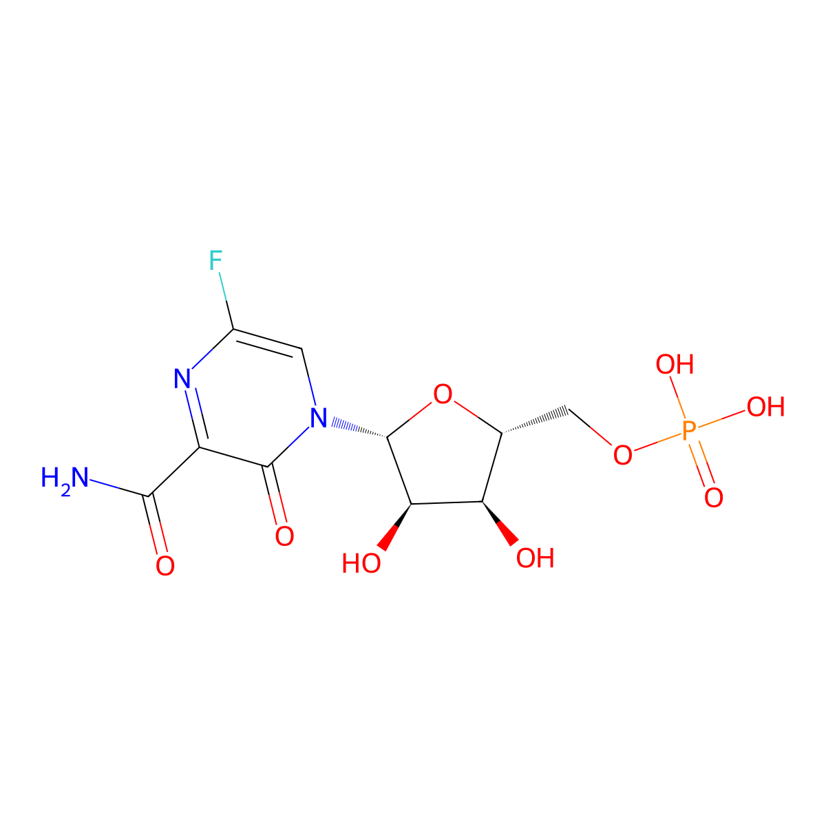 Favipiravir-ribose-5'-phosphate molecular structure, CAS 356783-08-9