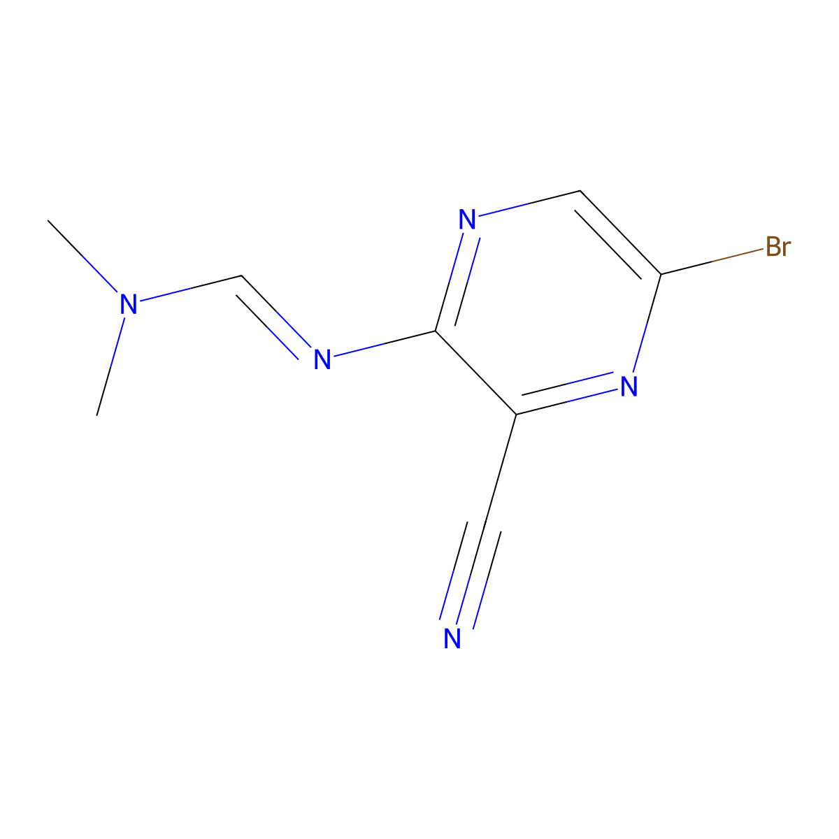 (E)-N'-(5-Bromo-3-cyanopyrazin-2-yl)-N,N-dimethylformimidamide molecular structure, CAS 356783-24-9