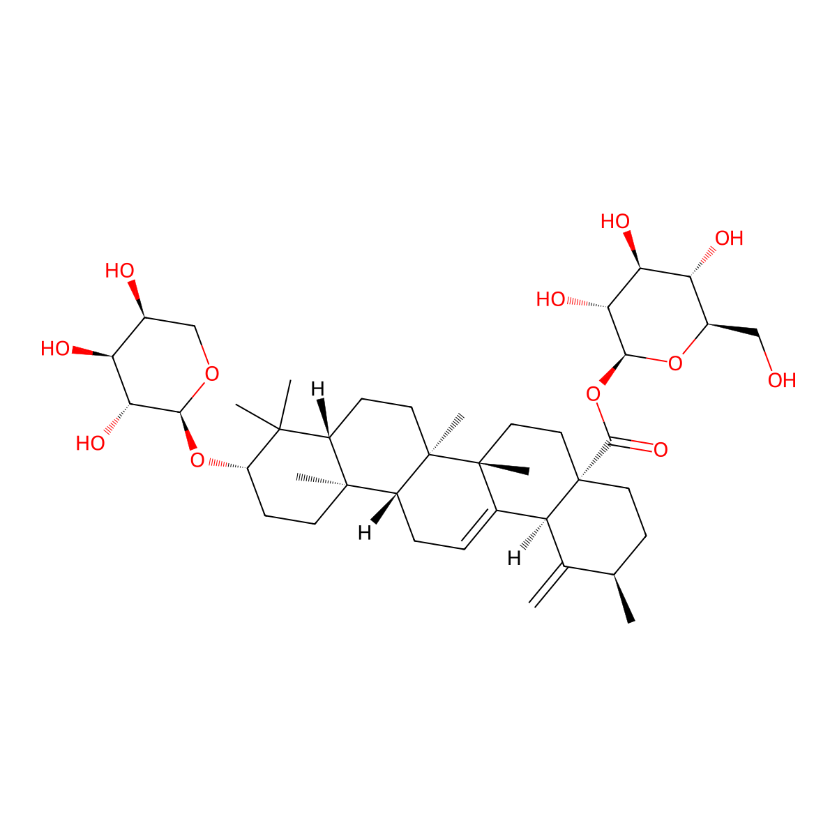 beta-D-Glucopyranosyl (3beta)-3-(alpha-L-arabinopyranosyloxy)ursa-12,19(29)-dien-28-oate molecular structure, CAS 356785-72-3