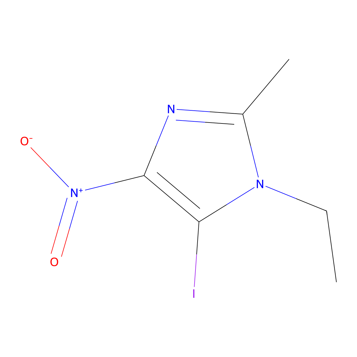 1-ethyl-5-iodo-2-methyl-4-nitro-1H-imidazole molecular structure, CAS 35681-66-4