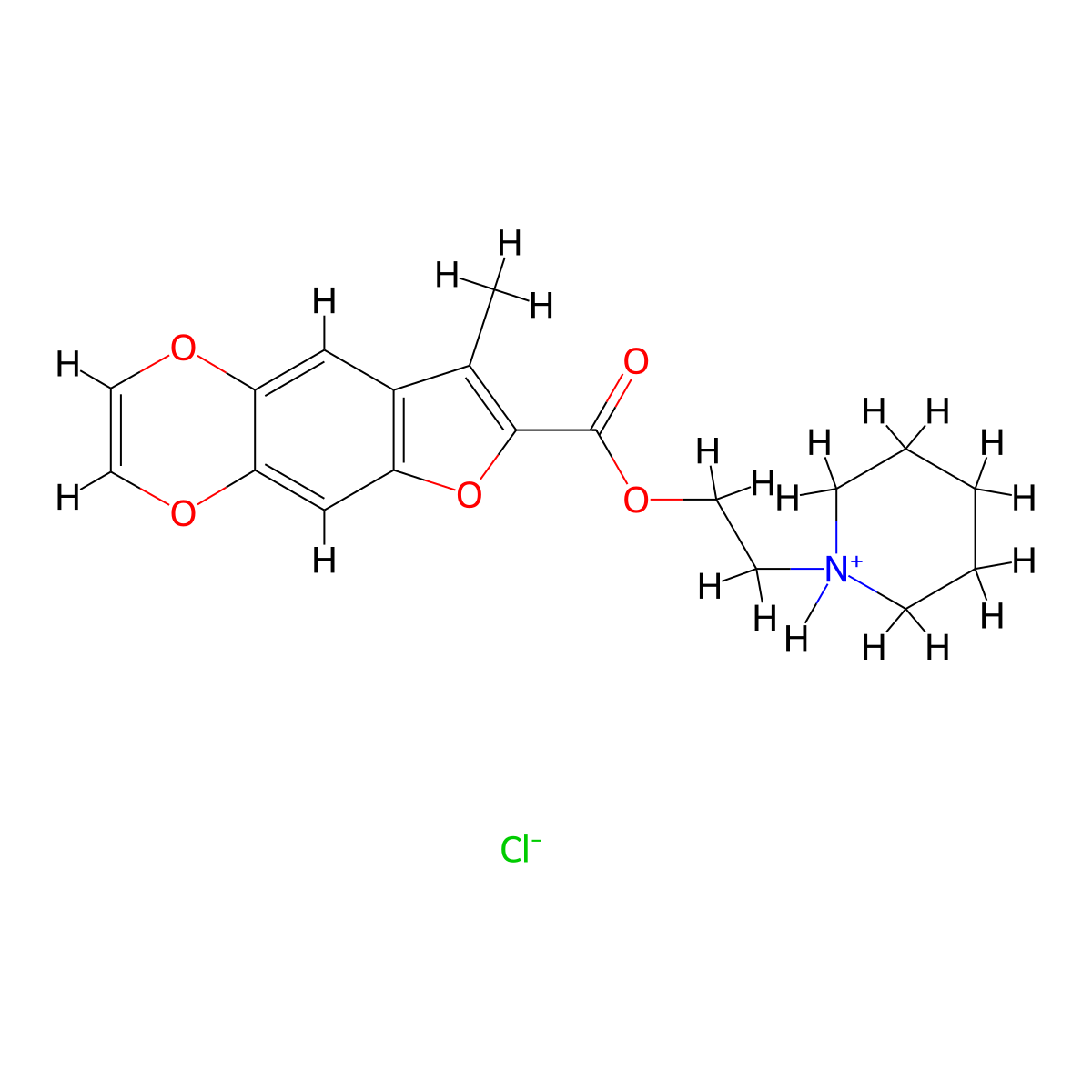 Furo(2,3-g)-1,4-benzodioxin-7-carboxylic acid, 8-methyl-, 2-piperidinoethyl ester, hydrochloride molecular structure, CAS 35685-97-3