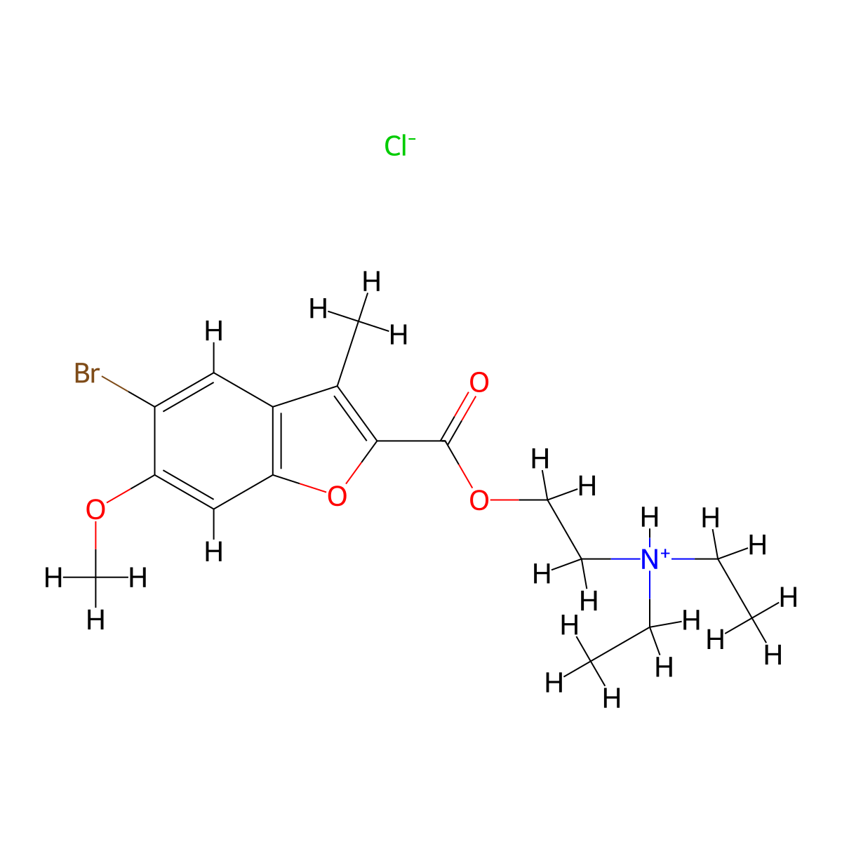 2-(Diethylamino)ethyl 5-bromo-6-methoxy-3-methyl-1-benzofuran-2-carboxylate--hydrogen chloride (1/1) molecular structure, CAS 35689-10-2