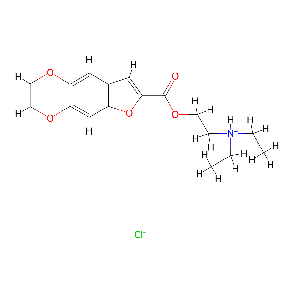 Furo(2,3-g)-1,4-benzodioxin-7-carboxylic acid, diethylaminoethyl ester, hydrochloride molecular structure, CAS 35689-41-9