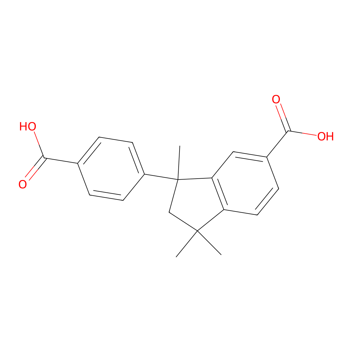 3-(4-carboxyphenyl)-2,3-dihydro-1,1,3-trimethyl-1H-indene-5-carboxylic acid molecular structure, CAS 3569-18-4