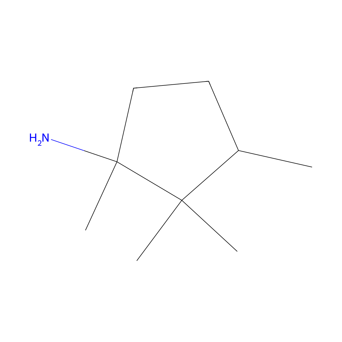 1,2,2,3-Tetramethylcyclopentan-1-amine molecular structure, CAS 3569-51-5