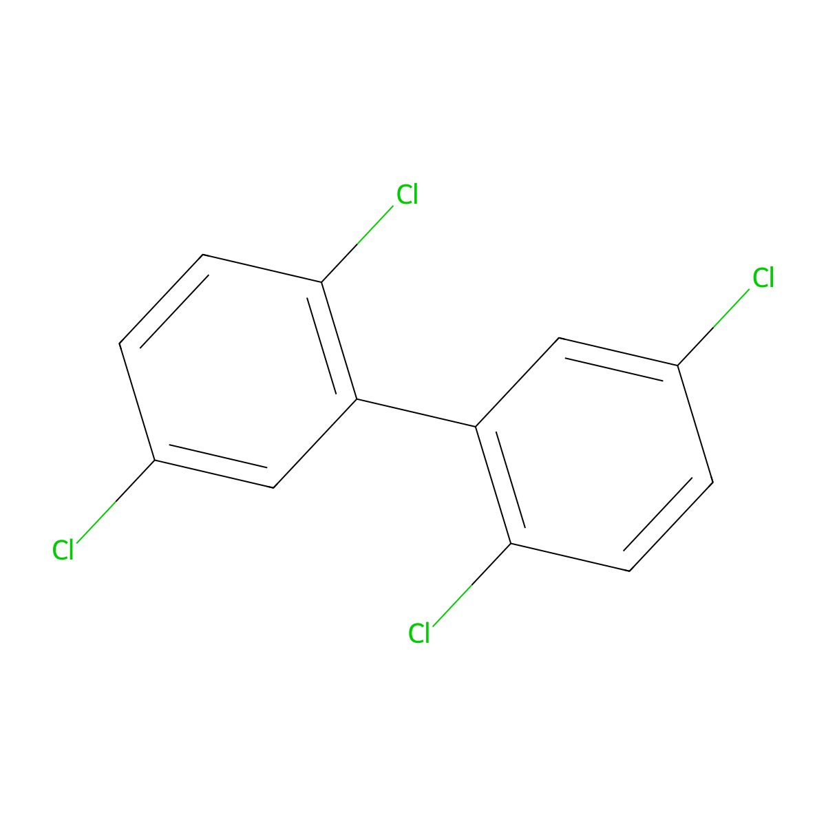 2,2',5,5'-Tetrachlorobiphenyl molecular structure, CAS 35693-99-3